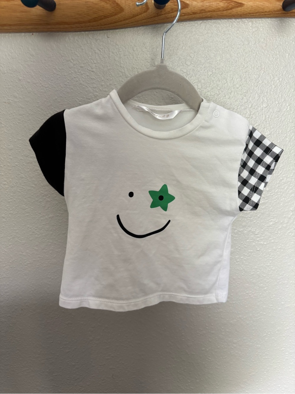 Baby Mayoral White Graphic Tee with Green Star Accent